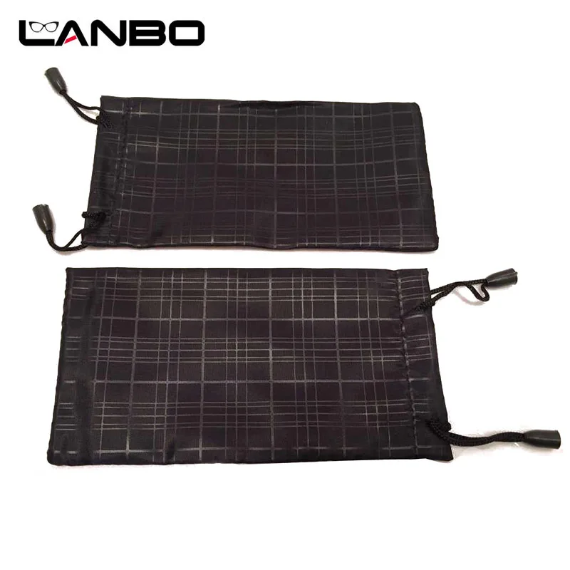 LANBO 50 pcs/lot Glasses Case Soft Plaid Cloth Sunglasses Bag Glasses Pouch Black Color Wholesale Good Quality S11