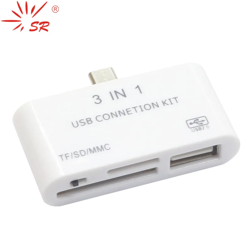 SR TF/SD/MMC 3 in 1 Smart OTG Memory Card Reader for Computer Desktop Cellphone for Samsung