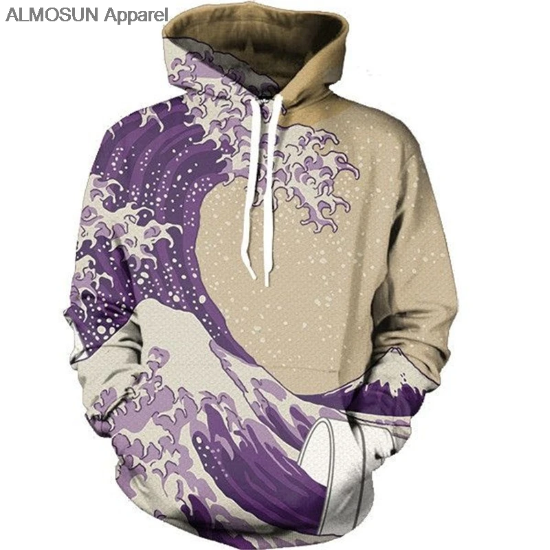 

Waves of Lean 3D All Over Printed Hoodies Pockets Sweatshirt Hipster Hip Hop Street Wear Men Women US Size