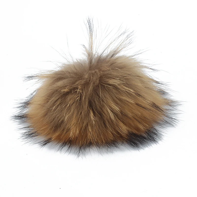 Wholesale Real Natural Raccoon Fur Pompom For Hat Big 15cm DIY Fur Pom Pom With Snap Handmade Genuine Fur Ball Accessories