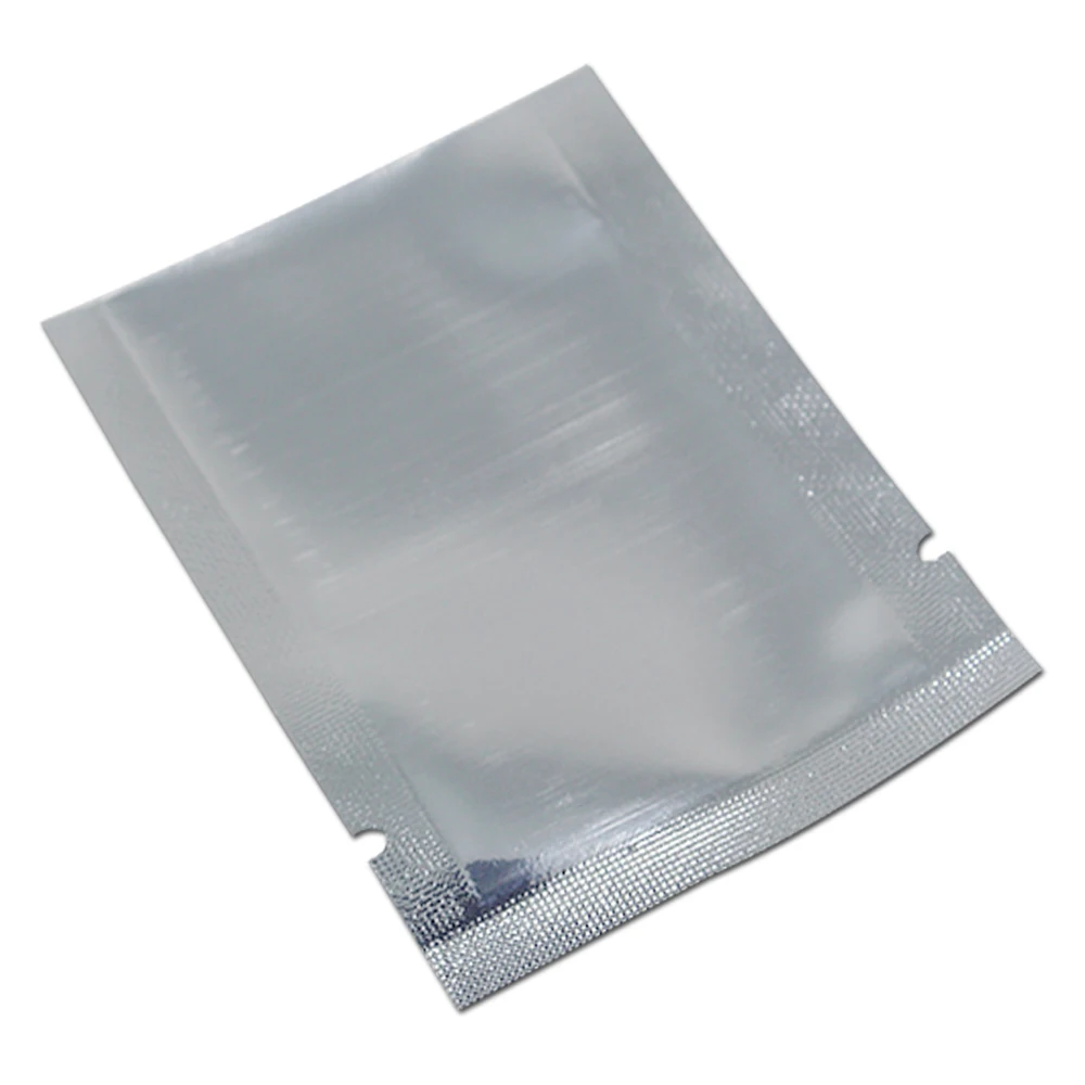 100pcs/Lot Silver Open Top Heat Sealable Bags for Samples Clear Food Grade Plastic Pouch Flat Mylar Aluminum Foil Bag Packaging