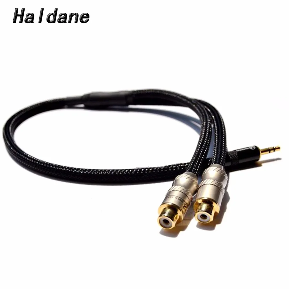 

Free Shipping Haldane 3.5mm Male to 2 RCA Female Audio Adapter Cable 5N 99.99% OFC copper Audio Cable with SNAKE Connector