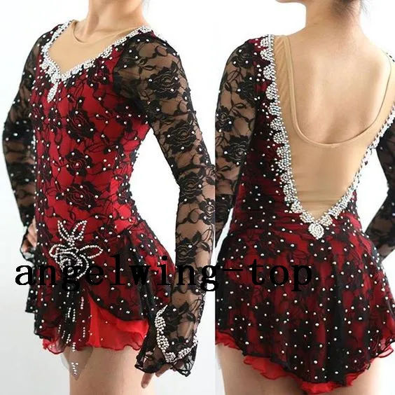 

Figure Skating Dresses Women Competition Ice Skating Dress New Girls Figure Skating Dress Red Black Ice Dresses Custom F422