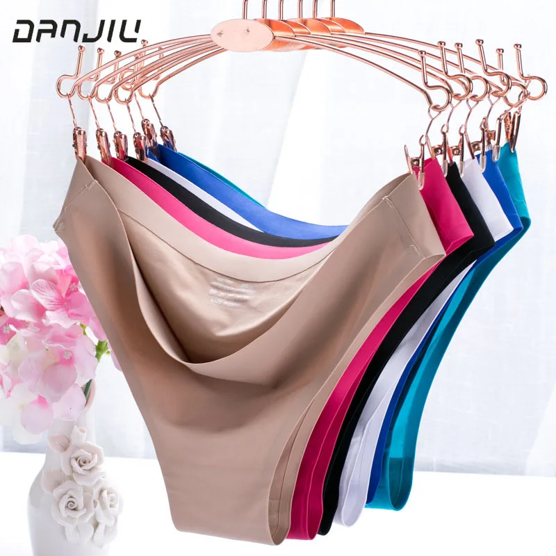 

Summer Ice Silk Solid Soft Women Underwear Low Waist High Elasticity Breathable Sexy Female Panties Seamless Thin Breifs