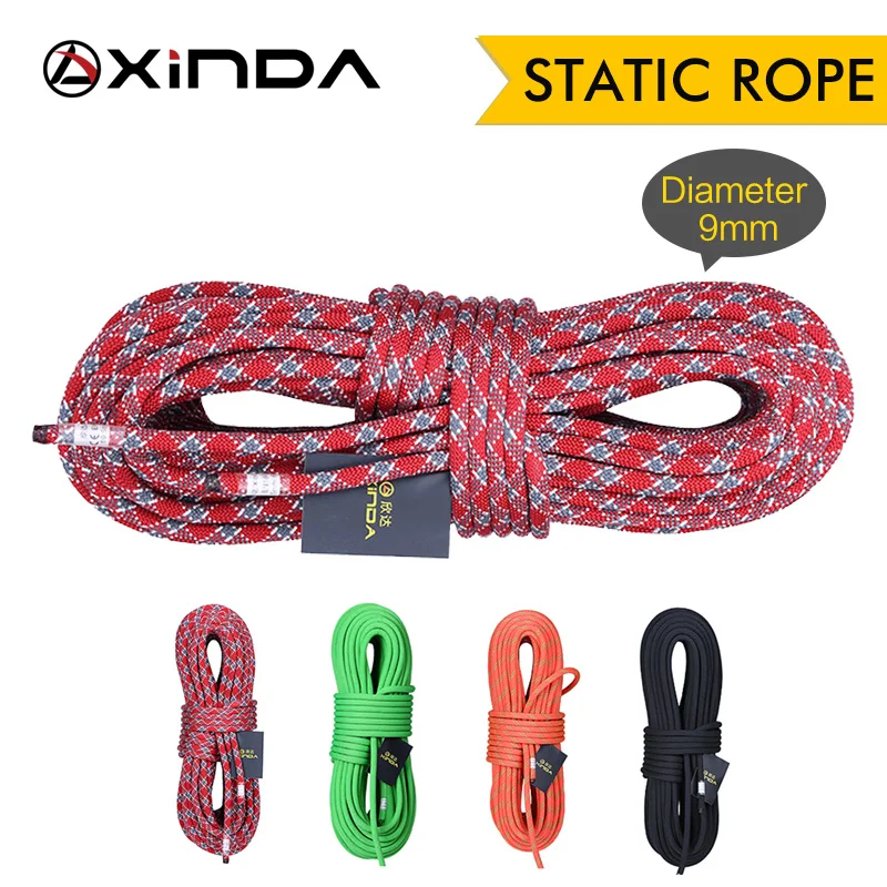 XINDA 9mm Rock Climbing Rope 9mm Static Rope 21kN High Strength Safety Rope For Working at Height Climb  Camping Equipment