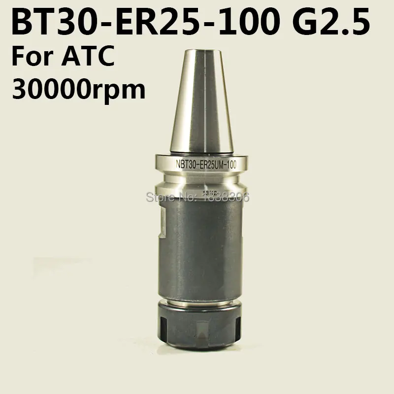 NBT30 ER25 100mm Collet Chuck Without Drive Slots Tool Holder for BT30 Suitable for Automatic Tool Changer Spindle Non-keyway