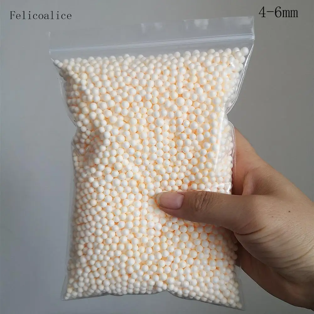 Bolas de poliestireno de 15g y 4-6mm para niños, accesorios para partículas de barro de nieve, bolitas pequeñas de espuma Pastel, relleno, juguetes