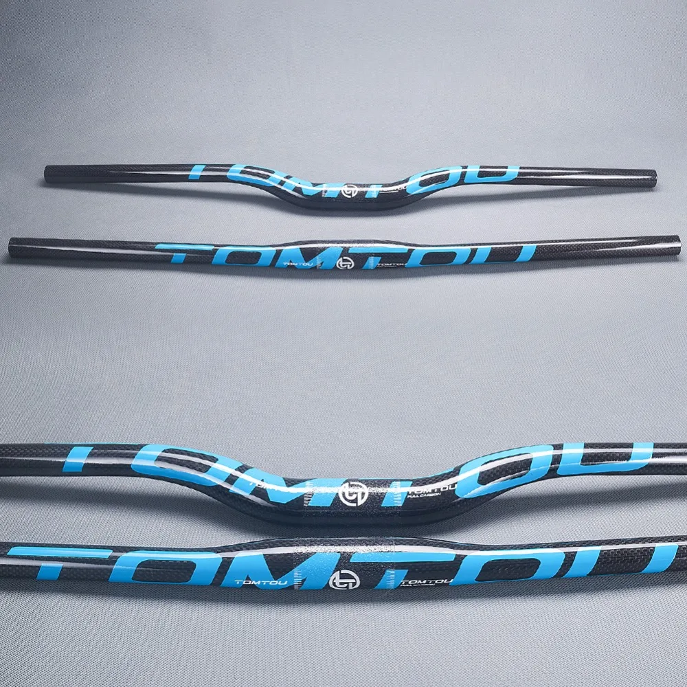 

TOMTOU Carbon Fiber Bike MTB One-shaped Handlebar 31.8mm Bicycle Mountain Parts 580mm - 760mm 3K Glossy Finish Blue