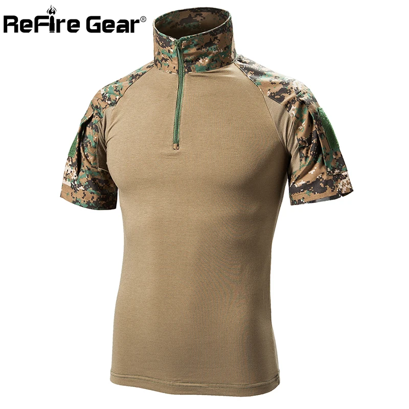 Summer Camouflage Army Tactical T Shirt Men Short Sleeve Soldiers Combat Military T-shirt Multicam Clothing Cotton Camo T Shirts