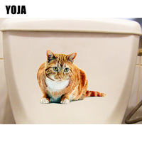 YOJA 21.2*16.5CM Look Ahead At The Cat Toilet Sticker Home Decoration Room Wall Decals T1-0216