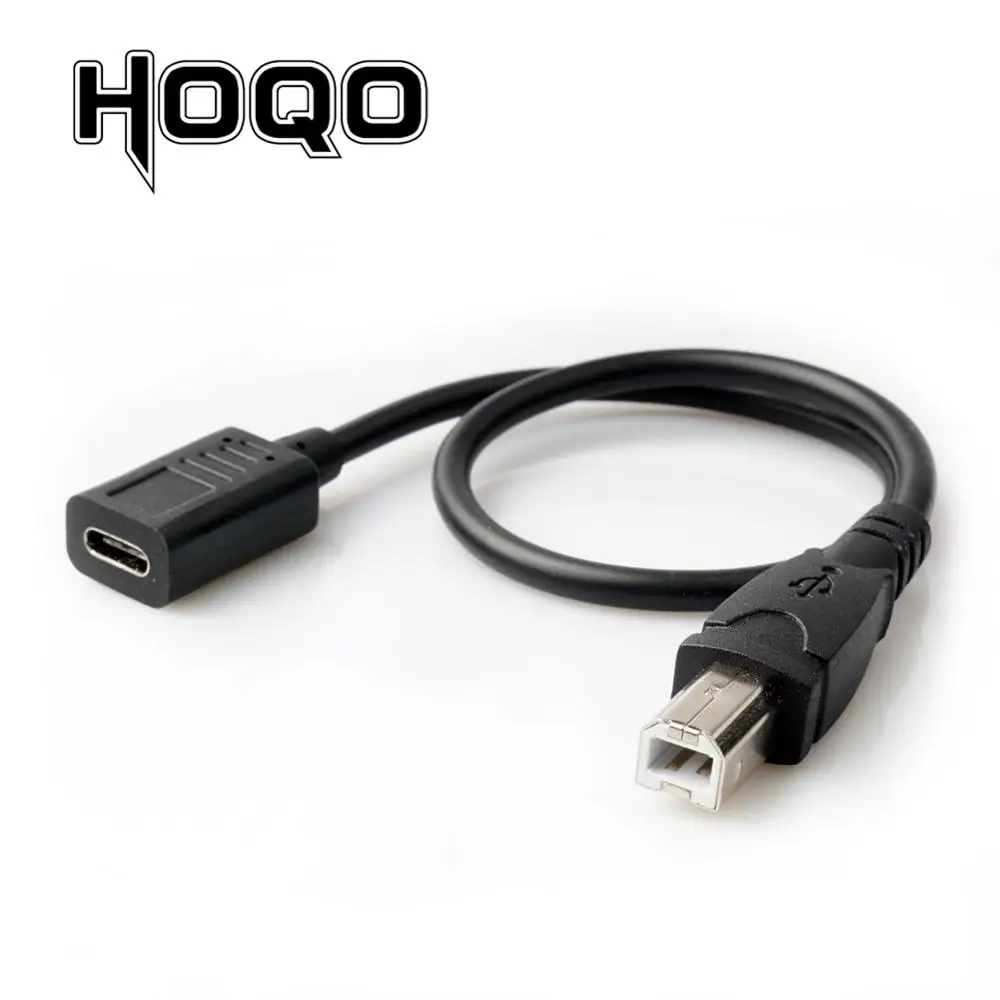 USB-C Female to USB B Male Pinter Cable USB 3.1 Type C Male Connector to USB 2.0 B Type Male Data Converter for Macbook Pro Air