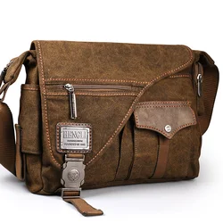 Ruil-Bolso cruzado de lona multifunción para hombre, bandolera de hombro, resistente al desgaste, Retro, para viaje, paquete de ocio