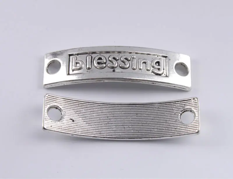 30PCS Tibetan Silver Blessing Word Connector Links  A36236