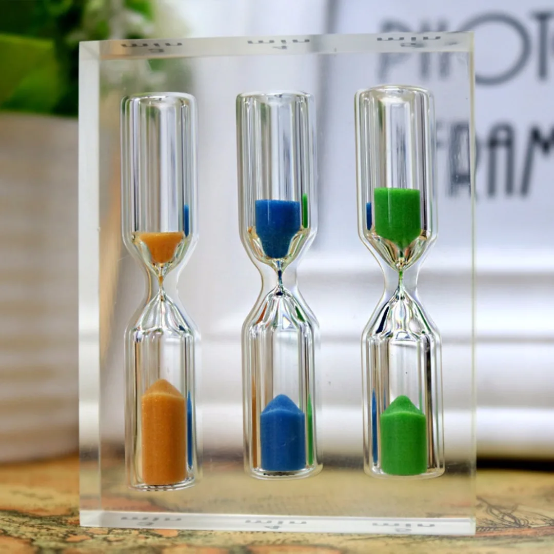 New Timer Hourglass 3,4,5min Sand Clock Sandglass Acrylic for Tea Cafe Child Gift