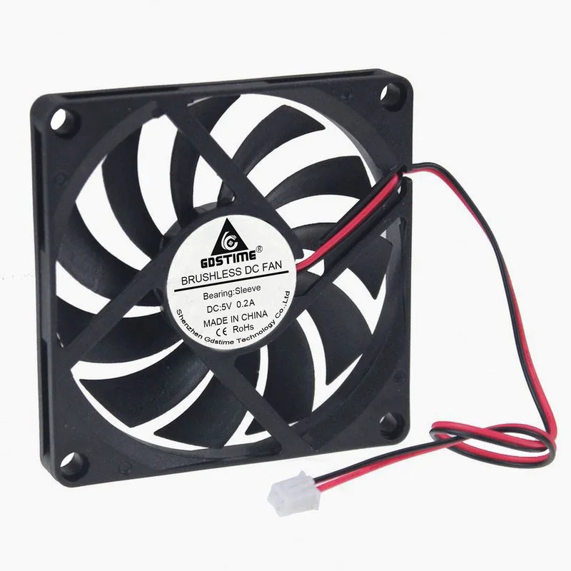 

10 Pcs Gdstime 80x80x10mm 5V 2Pin Notebook Pad Motor Cooler PC Case Brushless DC Cooling Fan 80mm x 10mm 8cm 8010