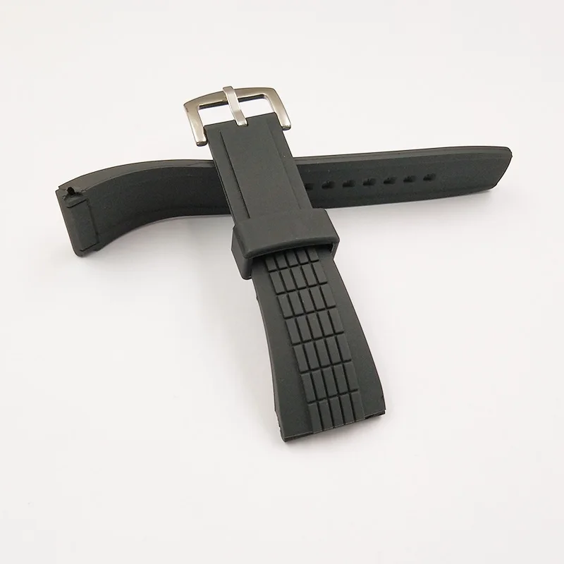 Watch accessories 26MM black silicone strap rubber waterproof pin buckle For Seiko Velatura SRH013 | SPC007 men's watch belt