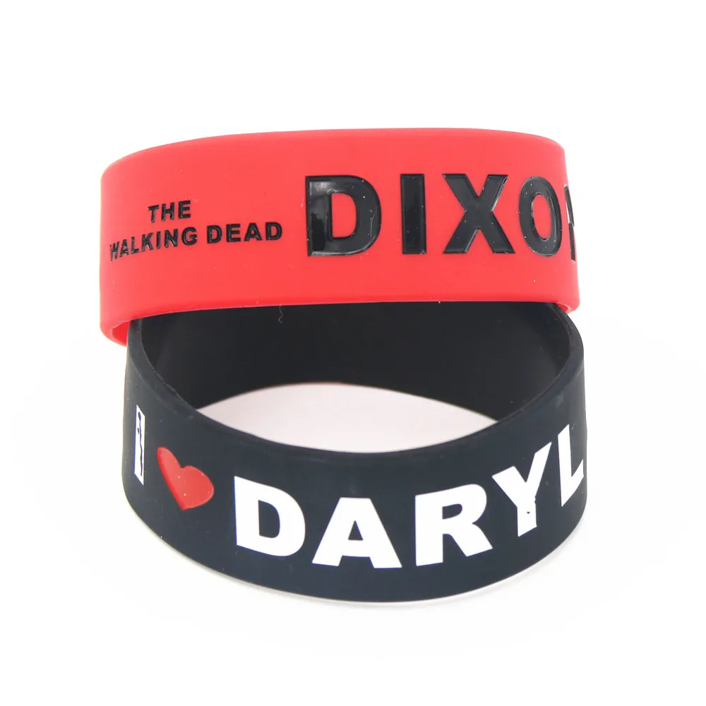 25PC I Love Daryl Dixon Silicone Wristband Wide Black Red The Walking Dead Rubber Bracelets&Bangles Reminder Gifts Jewelry SH113