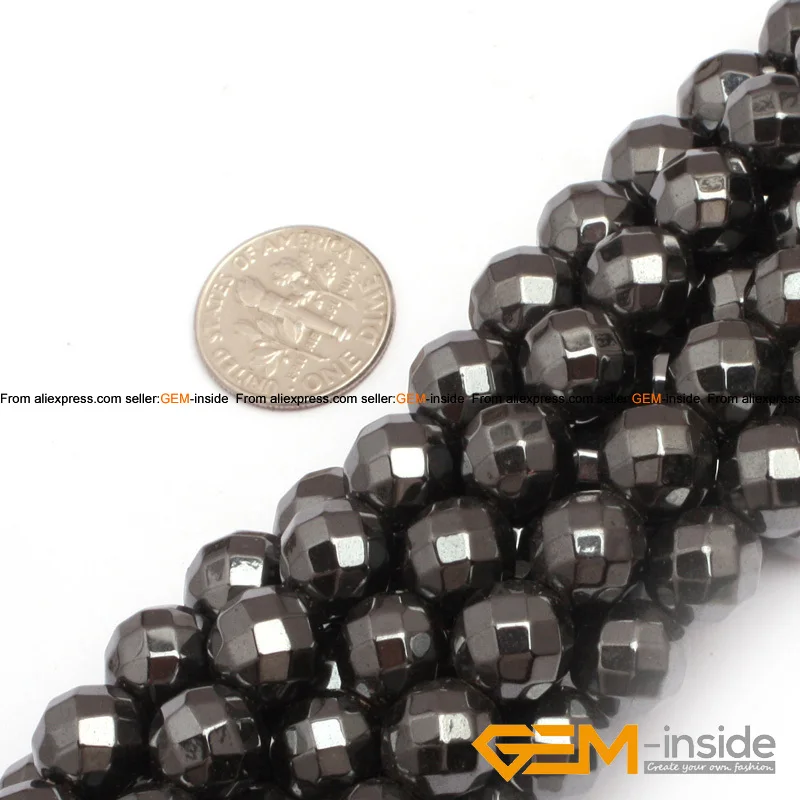 Natural Magnetic Hematite Faceted Round Beads For Jewelry Making Strand 15 inch DIY Jewelry Accessorries Bead For Gifts 3mm-12mm