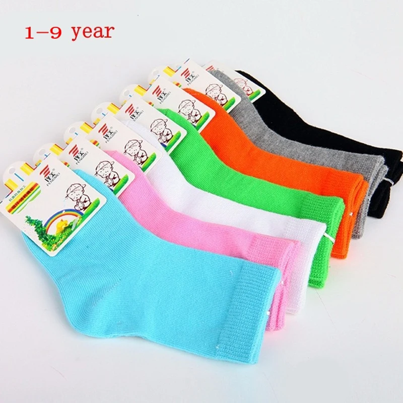 4 pairs Children Socks Spring&Autumn Candy Color Cotton Girls Socks With Boys Socks Kids Socks 1-9 year