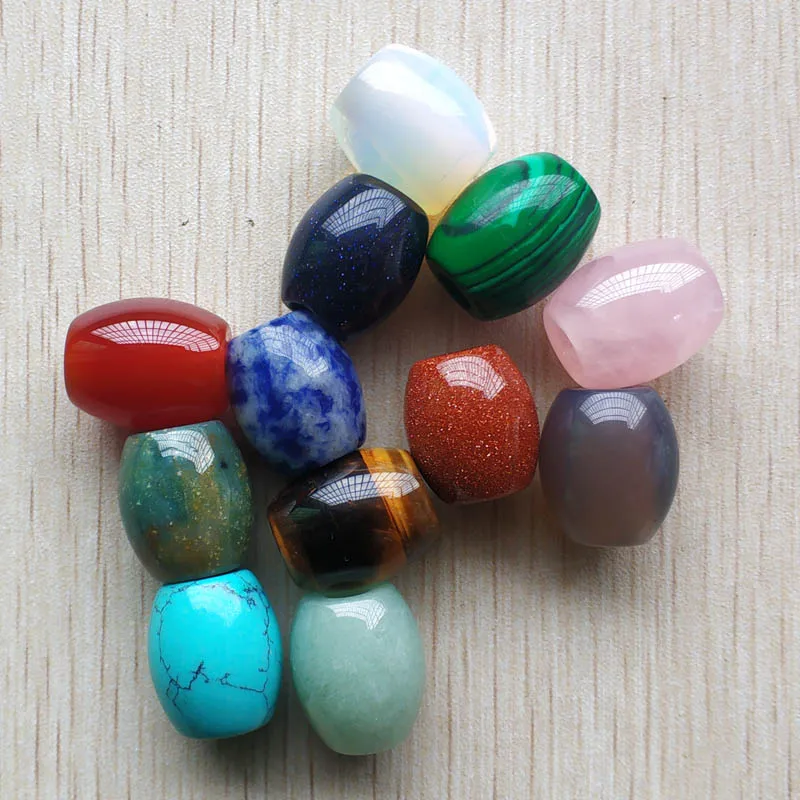 Fashion good quality mix natural stone round big hole beads charms for Bracelet jewelry making free shipping wholesale 12pcs/lot