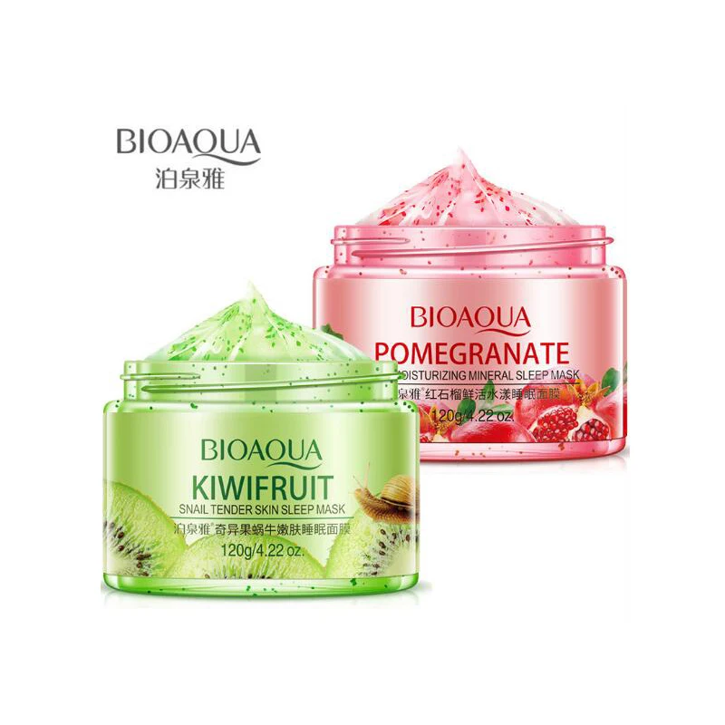 BIOAQUA Sleeping Face Mask Cream 120g No Wash Pomegranate Kiwif fruit Snail Soothing Gel Night Cream Skin Care for Moisturizing