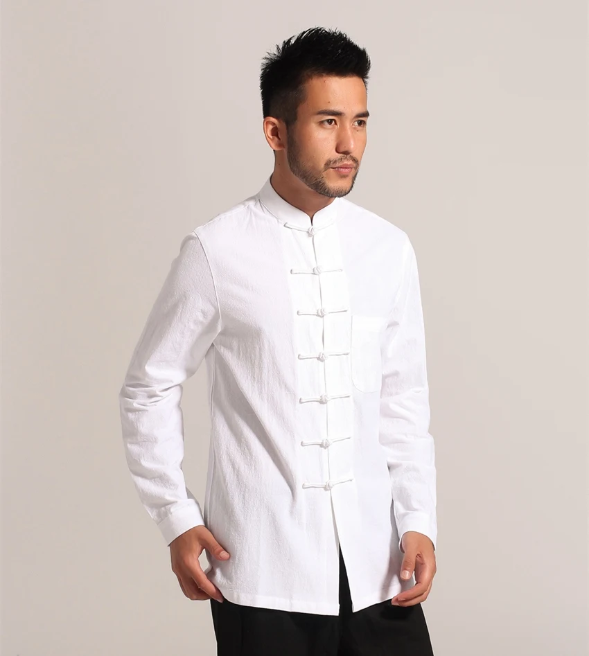 Camisa de manga larga de lino y algodón para hombre, ropa clásica de estilo chino, tallas S, M, L, XL, XXL, XXXL, Mim903