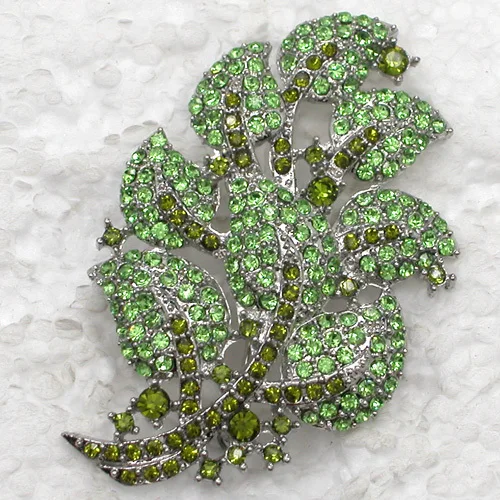 60pcs/lot Mixed Color (Can Notes Color) Wholesale Fashion brooch Rhinestone Leaves Pin brooches C102019