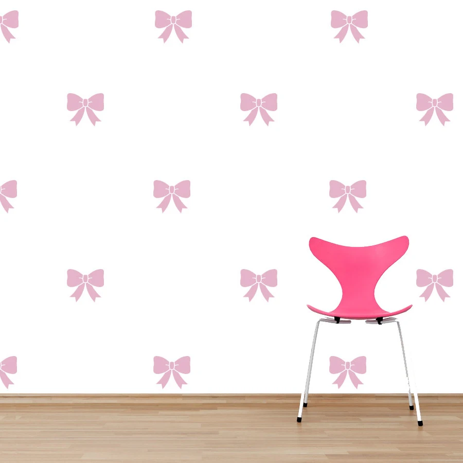 Girl Room Decoration Cute Sweet Bows Vinyl Wall Sticker Kids Nursery Wallpaper Vinyl Graphic Bows Pattern Wall Decal  AZ135