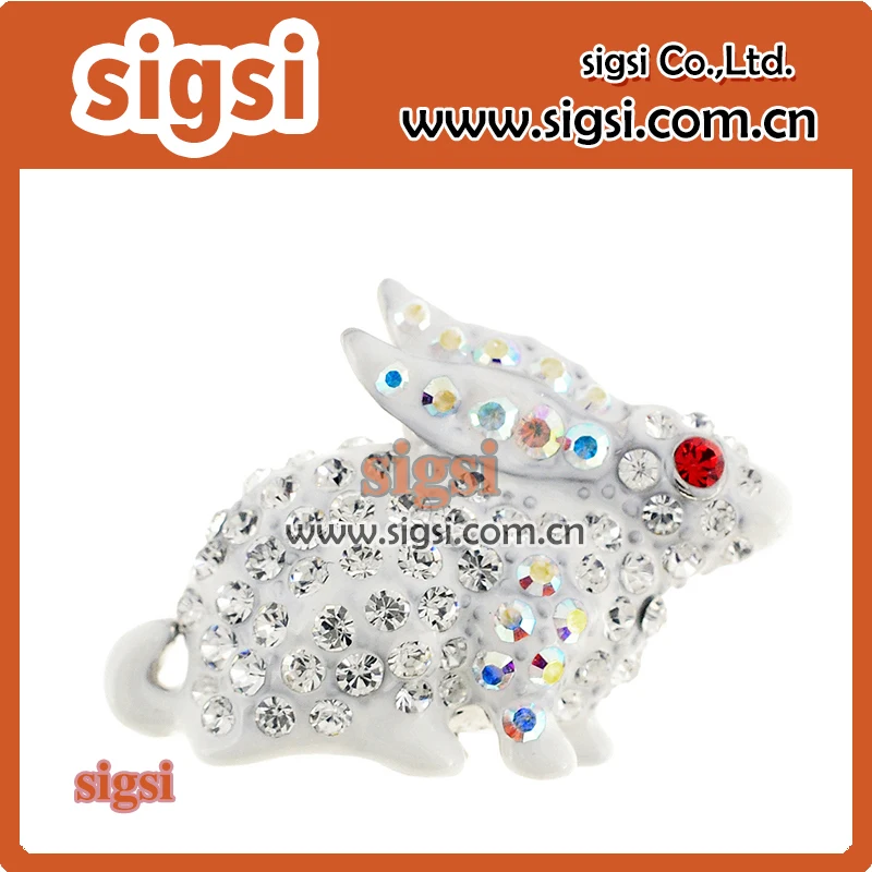 High quality rabbit white rhinestone brooch and pins for gift