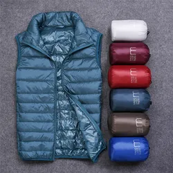 2021 Winter Men White Duck Down Vests Sleeveless Jacket Ultra Light Waistcoat Autumn Slim Men Short Jackets Coats Outerwear 841