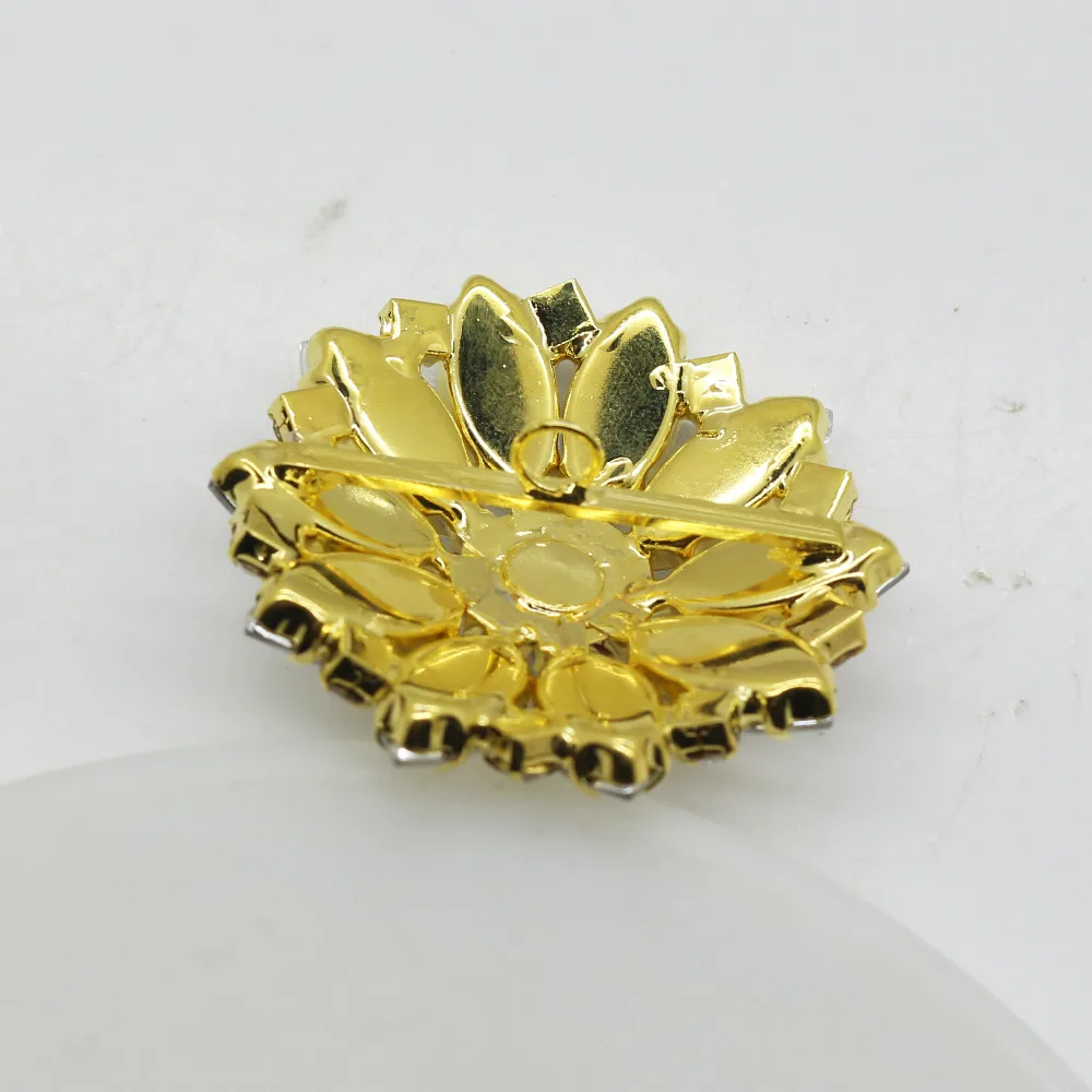 3pcs/lot 40mm rhinestone crystal button gold decorative flower button coat clothing fashionable clothing  accessories.