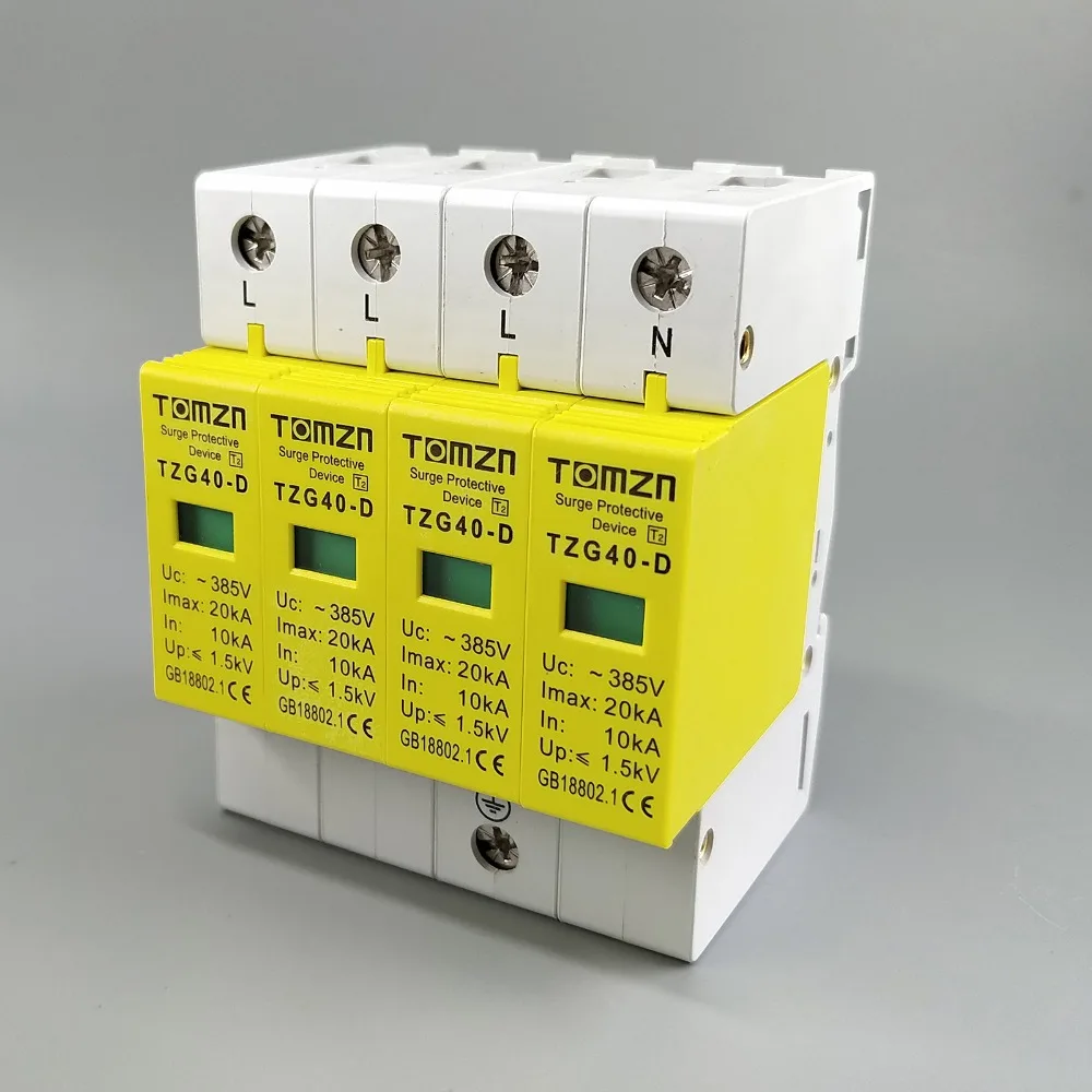 AC SPD 3P+N 10KA~20KA  D ~385V  House Surge Protector Protection Protective Low-voltage  Arrester Device