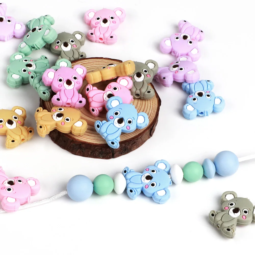 TYRY.HU 5pc/lot Cartoon Silicone Loose Beads Koala butterfly Animal Baby Chewable Teething Beads For DIY Necklace Jewelry Making