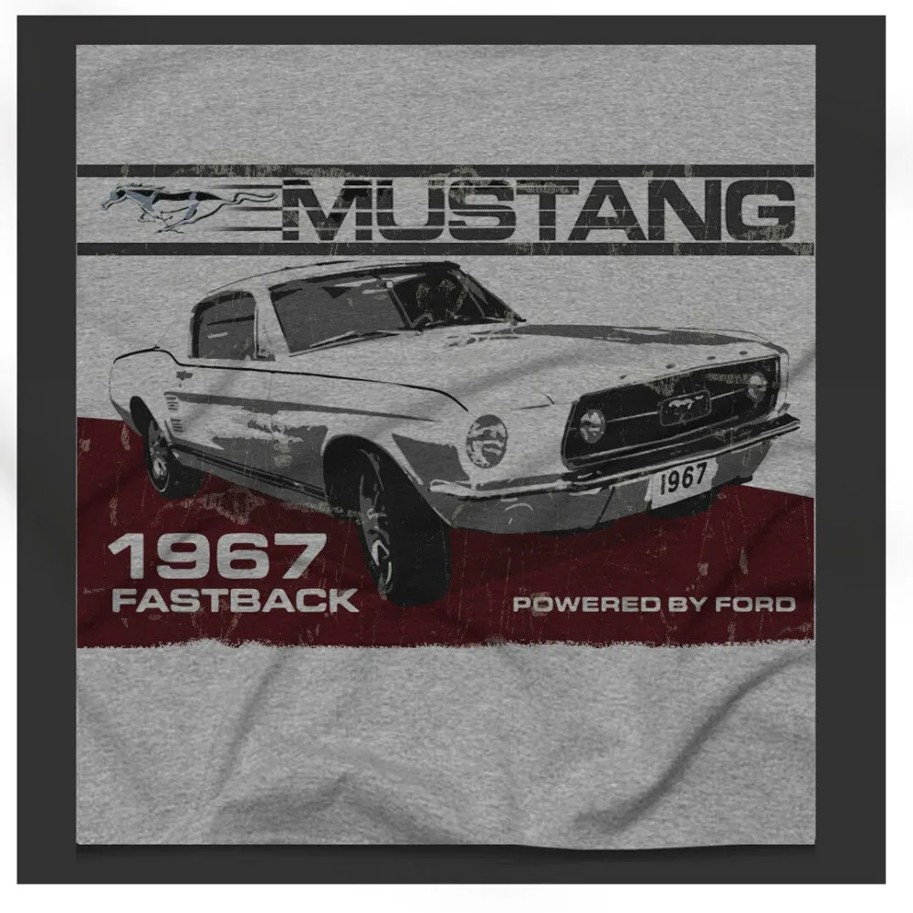 American Classic Car Mustang Fastback Ad 60'S Retro Grey 2019 Summer Men Short-Sleeved T-Shirt Fitness Clothing O-Neck Top Tee