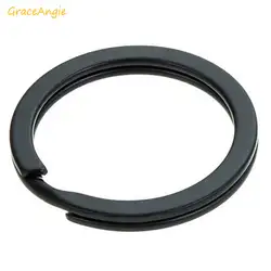 20pcs Ferro Metallo Opaco Chiave Anelli Portachiavi Piatto di Colore Nero Rotondo Circle Connector Per La catena Chiave Accessori FAI DA TE 25-32mm