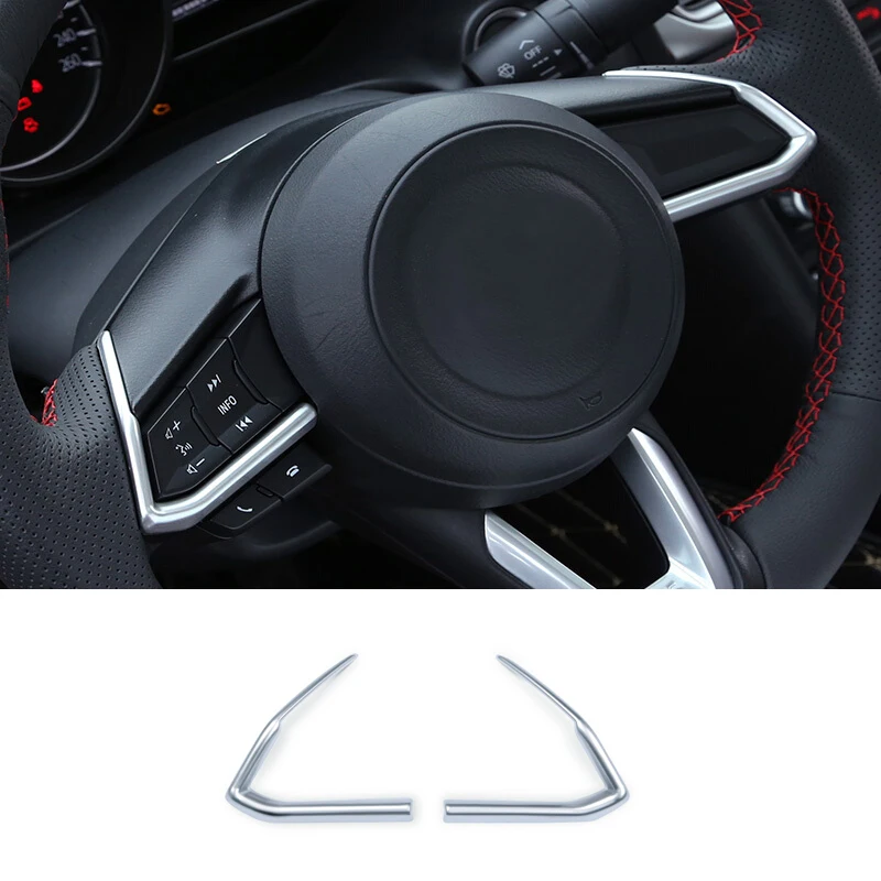 

ABS Red/Matte For Mazda 2018 2019 CX-3 / 2017 2018 2019 CX-5 Car Detector Steering Wheel Interior Kit Trim Lamp Frame 2pcs