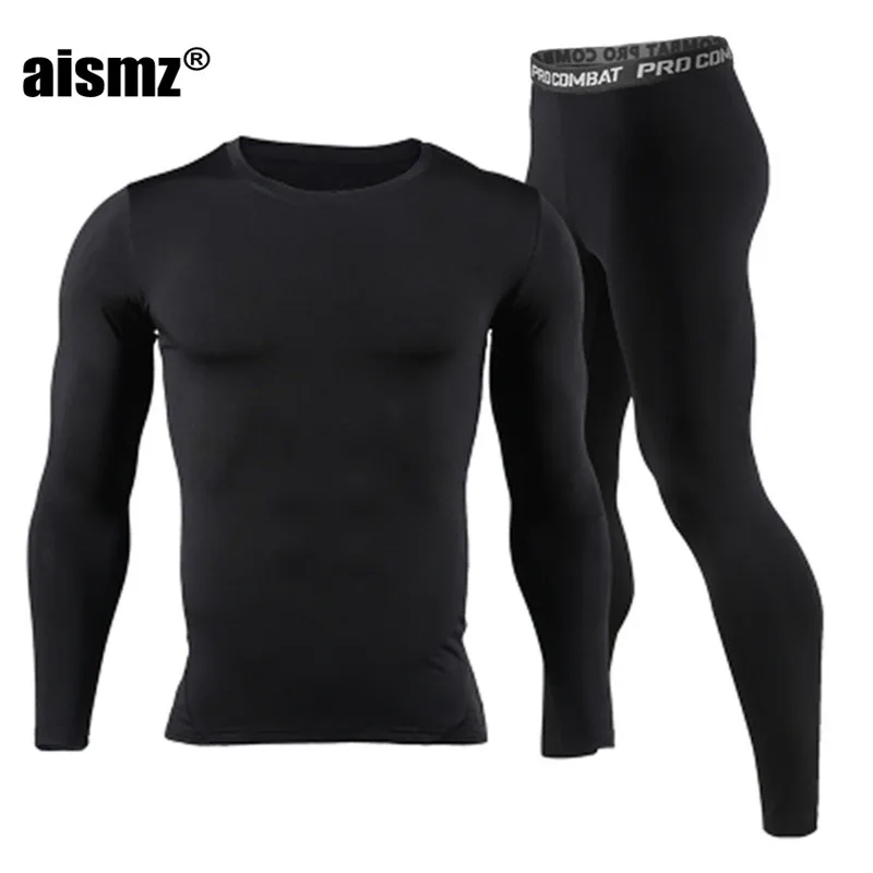 Aismz-ropa interior térmica larga para hombre, conjunto de ropa interior térmica de secado rápido, antimicrobiana, elástica, cálida, Primavera, Invierno