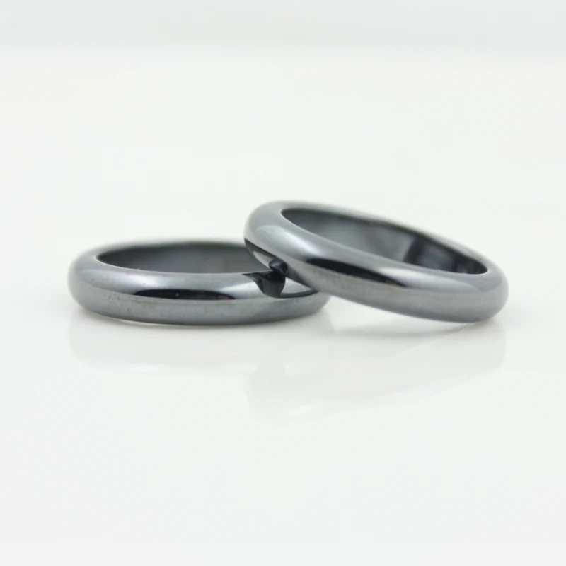 Fashion Jewelry Grade AAA Quality 4mm Width cambered surface Hematite Rings (1 Piece ) HR1008