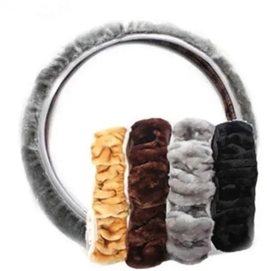 Fur Warm Car steering wheel cover Winter Black Auto Interior Accessories 38cm Automobiles Steering-wheel Covers