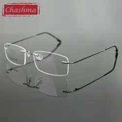 Chashma Rimless Titanium Ultra Light Weight Myopia Glasses Frame Optical Eye Glasses For Men