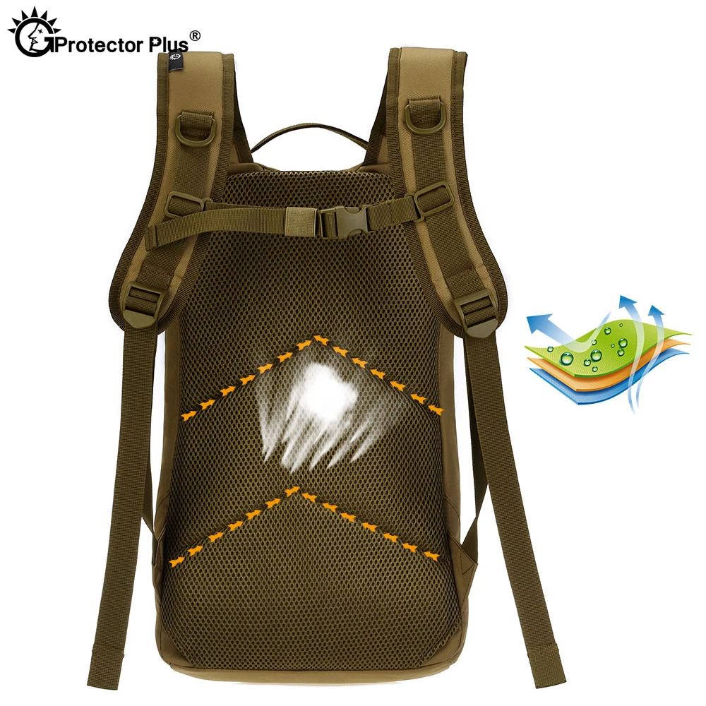 Protetor mais tático mochila 25l camuflagem militar assalto mochila equitação ao ar livre esportes viagem 2.5l saco de água trekking