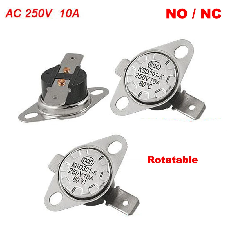 

0 5 10 15 20 25 30 35 Degree Celsius 250V 10A KSD301 Bakelite Flat Normal Closed Open NC NO Themostat Temperature Control Switch