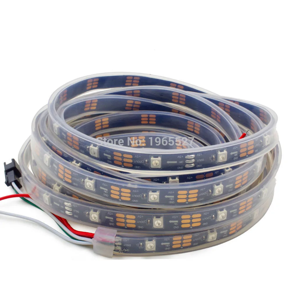 

5M SK6812 Pixel LED Strip light IP67 Waterproof 5050 SMD RGB WS2812 digital 30 Pixels/m Dream Color LED Tape Black PCB