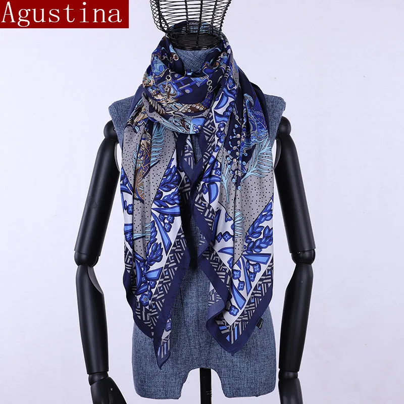 

100% silk square scarf Print womens big hijab lot stoles scarves summer women quality fashion luxurious femme for ladies Shawl