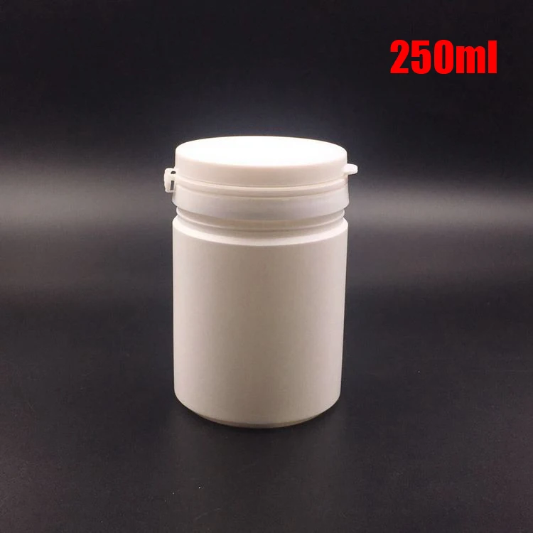 

20pcs 250ml White Color PE Plastic Jars, Capsule Bottles, Sample Storages, Food/Sweet/Candy Containers With Tearing Caps