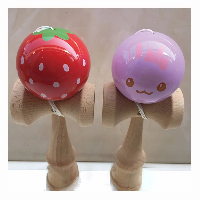 6CM Strawberry Animal Kendama Balls Wooden Juggling Skillful Professional Outdoor Sports Toys for Kids Adults