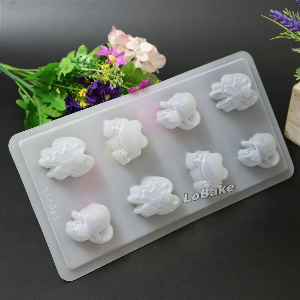 (5pcs/lot) Nice 8 cavities Butterfly  Bee Frog shape Semi-transparent PP Plastic Moon cake pudding Chocolate Candy jelly Molds