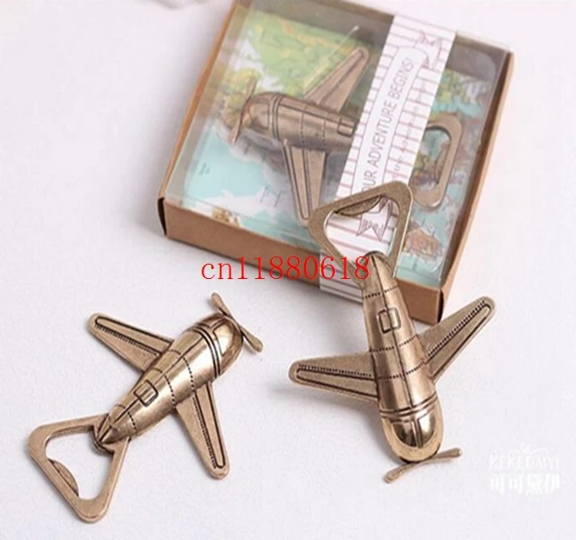 50pcs/lot Free Shipping New Design Airplane Air Plane Shape Wine Beer Bottle Opener Metal Openers