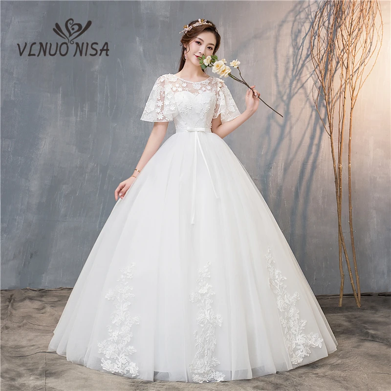 VLNUO NISA Elegant Lace Appliques Wedding Dress Vestidos De Novia Delicate Cap Sleeve Ball Gowns Plus Size Robe De Mariage 20