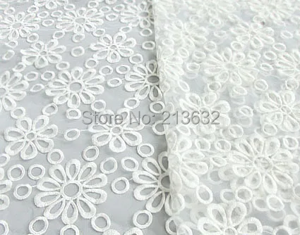 POp90-71 textile embroidery fabric accessories white embroidered cloth embroidery cotton fabric cotton computer embroidery yarn